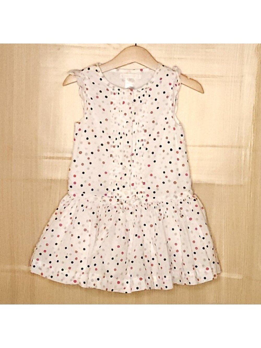 Janie & Jack Toddler Girls Navy Grey Pink Polka-dot Dress 4T